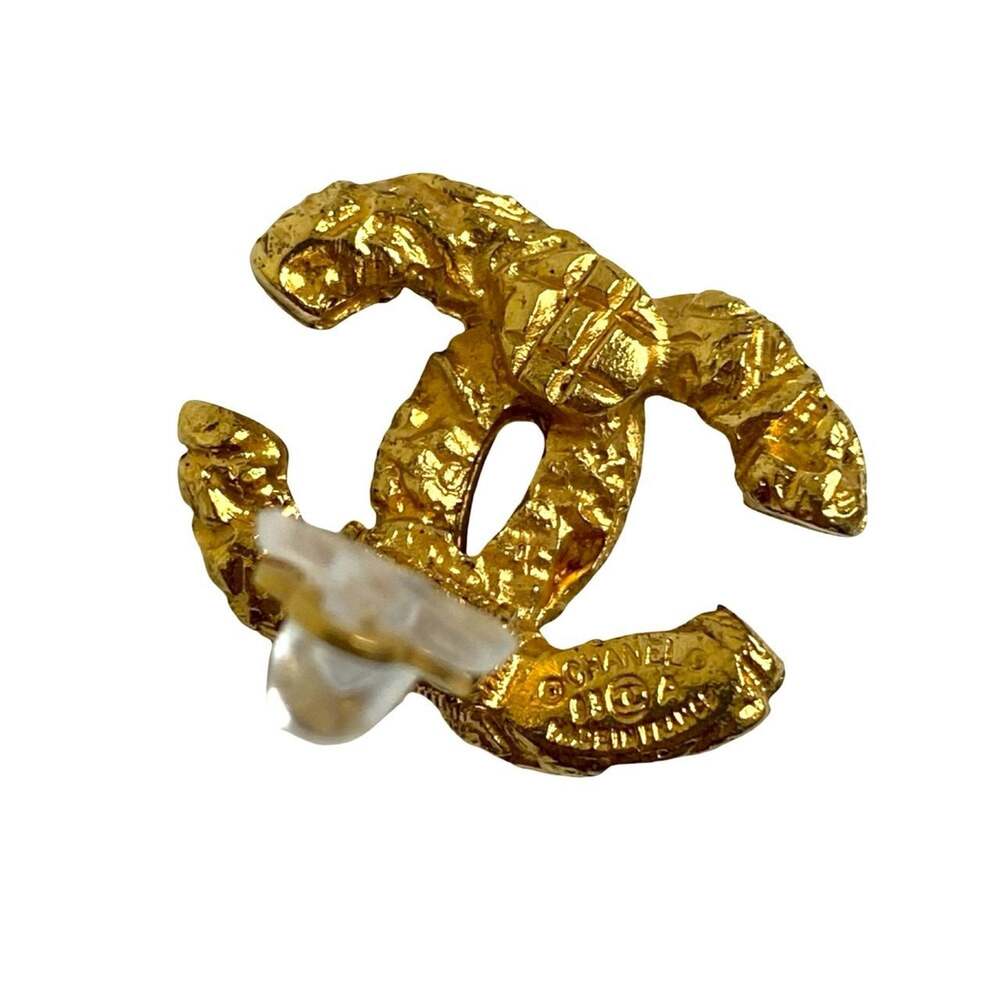 Chanel Cc Logo Earrings Metal Gold-Tone #210006C16B - Picture 2 of 6